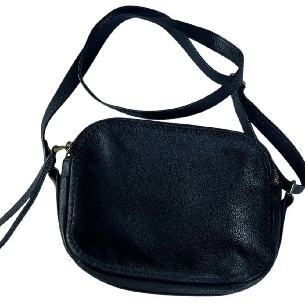 Fossil Black Small Crossbody Shoulder Bag with Double Zipper Compartments